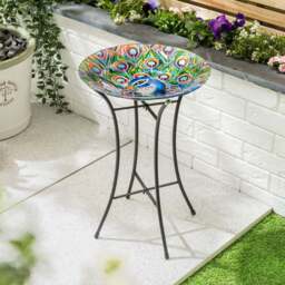 Glass Bird Bath With Stand - Christow - thumbnail 1