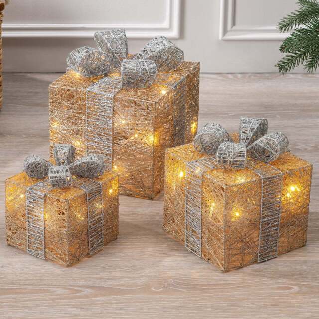 Light Up Cotton Christmas Presents - Christow - image 1