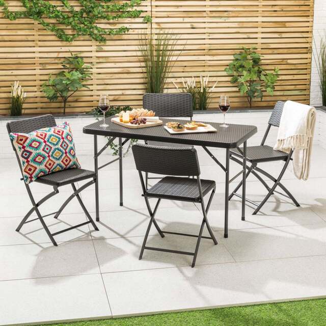 4ft Rattan Effect 4 Seater Dining Set - Christow - image 1