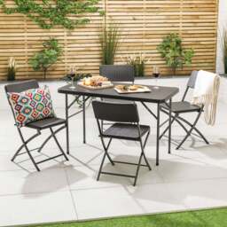 4ft Rattan Effect 4 Seater Dining Set - Christow - thumbnail 1