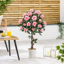 Artificial Pink Rose Trees – Pair – 3ft & 4ft - Christow - thumbnail 3