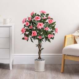 Artificial Pink Rose Trees – Pair – 3ft & 4ft - Christow - thumbnail 2