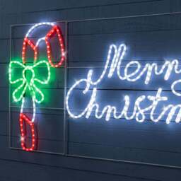 Merry Christmas Rope Light Sign with Candy Canes - Christow - thumbnail 2