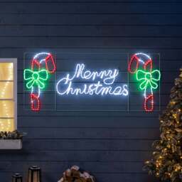 Merry Christmas Rope Light Sign with Candy Canes - Christow
