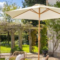 Wood-Effect Parasol with Tilt – 2.4m - Christow - thumbnail 5