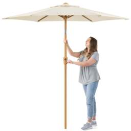 Wood-Effect Parasol with Tilt – 2.4m - Christow - thumbnail 6