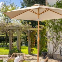 Wood-Effect Parasol with Tilt – 2.4m - Christow - thumbnail 2