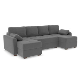 "Ex Display - Harry Large Corner Modular Sofa Bed - Micro Velvet - Ash Grey (Shub489) - "