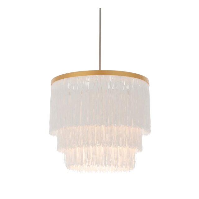 Gold with White Fringe Medium Pendant - image 1