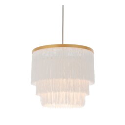 Gold with White Fringe Medium Pendant