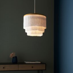 Gold with White Fringe Medium Pendant - thumbnail 3