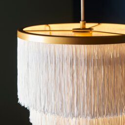 Gold with White Fringe Medium Pendant - thumbnail 6