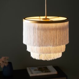 Gold with White Fringe Medium Pendant - thumbnail 5