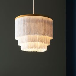 Gold with White Fringe Medium Pendant - thumbnail 4