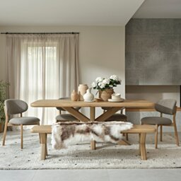 Arden Dining Table, 4 Louis Chairs & Bench