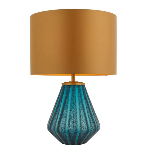 Turquoise Glass Table Lamp - image 1