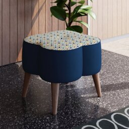 Orla Kiely Daisy Small Footstool House Plain and Pattern Fabric - thumbnail 2