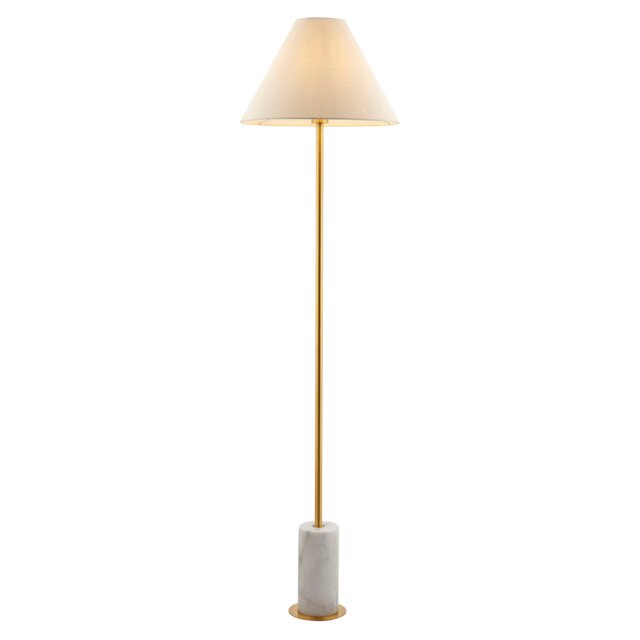 Brushed Brass and White Marble Floor Lamp - image 1