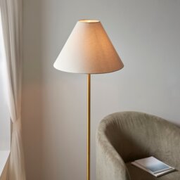 Brushed Brass and White Marble Floor Lamp - thumbnail 3