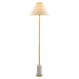 Brushed Brass and White Marble Floor Lamp - thumbnail 1