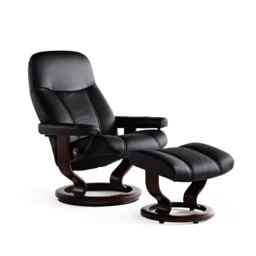 Stressless Consul Medium Chair And Stool In Batick Leather - thumbnail 2