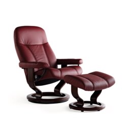 Stressless Consul Medium Chair And Stool In Batick Leather - thumbnail 3