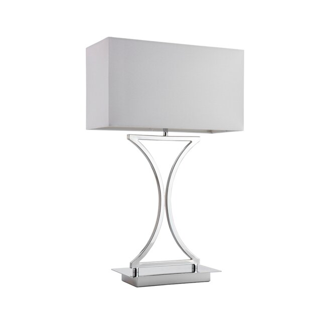 Chrome Table Lamp With White Shade - image 1