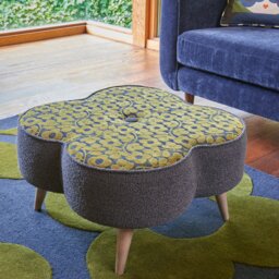 Orla Kiely Daisy Large Footstool House Plain and Pattern Fabric - thumbnail 3