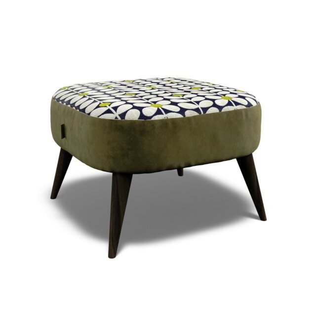 Orla Kiely Leap Footstool House Plain and Pattern Fabric - image 1
