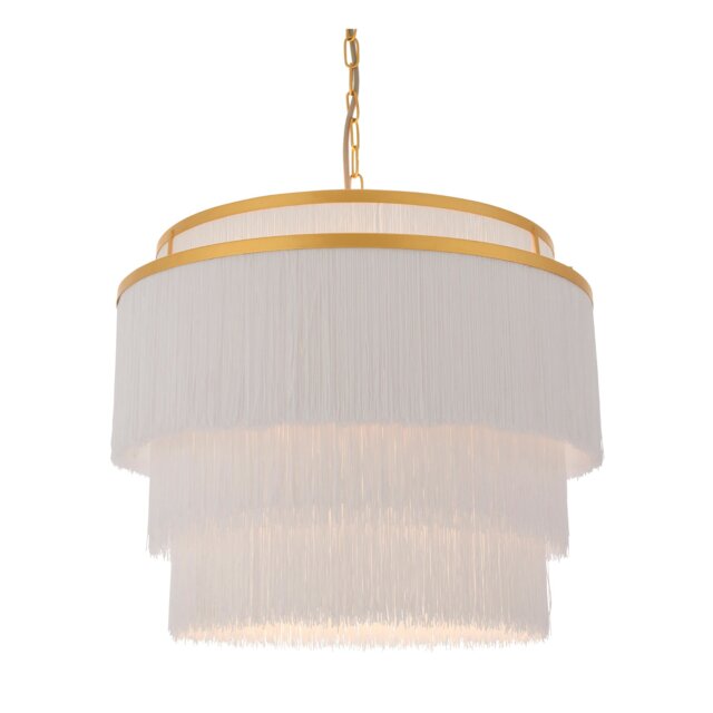 Gold with White Fringe Large Pendant - image 1