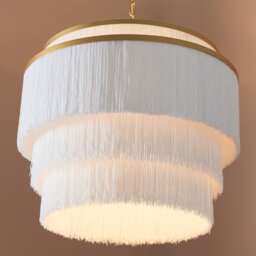 Gold with White Fringe Large Pendant - thumbnail 5