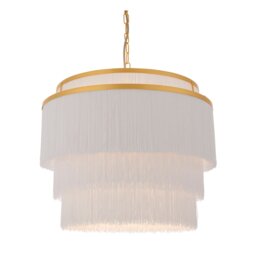 Gold with White Fringe Large Pendant