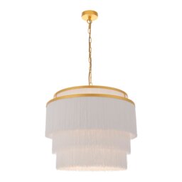 Gold with White Fringe Large Pendant - thumbnail 2