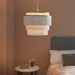 Gold with White Fringe Large Pendant - thumbnail 3