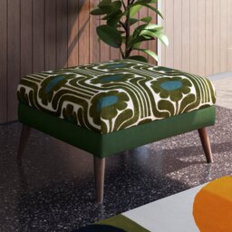 Orla Kiely Flynn Footstool House Plain and Pattern Fabric - thumbnail 2