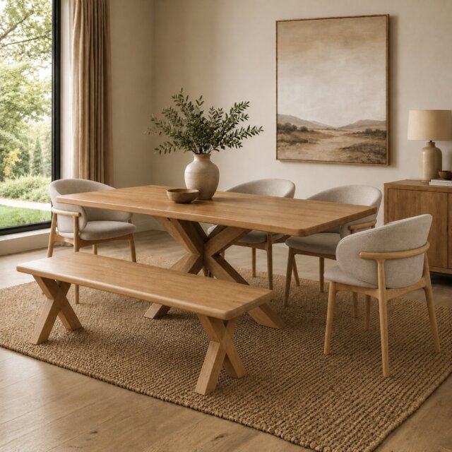 Arden Dining Table, 4 Nina Chairs & Bench - image 1