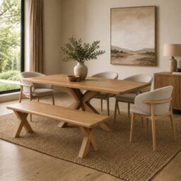 Arden Dining Table, 4 Nina Chairs & Bench