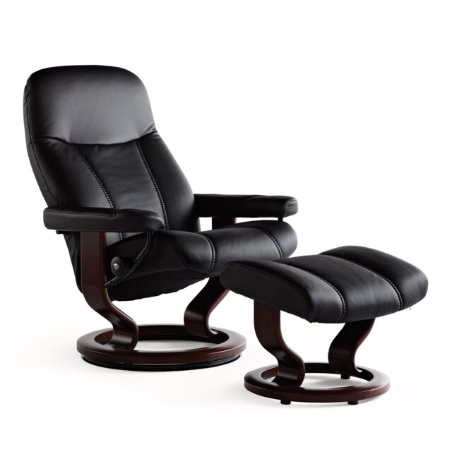 Stressless Consul Large Chair & Stool Classic Base Batick Leather - image 1