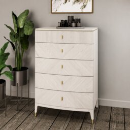 Diana 5 Drawer Tall Chest - Stone - thumbnail 2