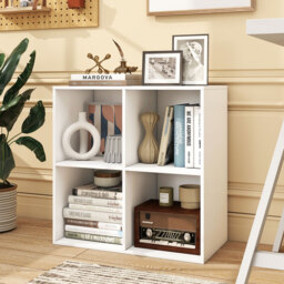 4-Cube Book Shelf Wooden Bookshelf Modern Bookcase Storage Organizer - thumbnail 2