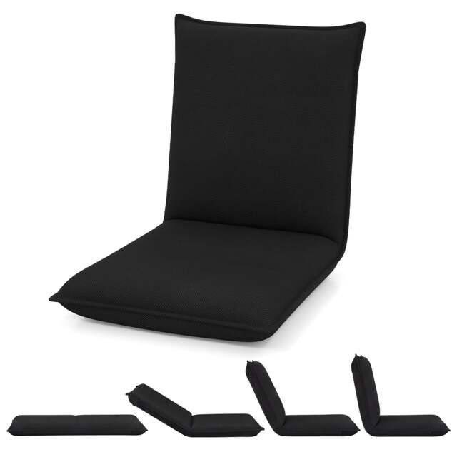 Adjustable Floor Chair with Adjustable Backrest and Sponge Filling-Black - image 1