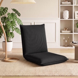 Adjustable Floor Chair with Adjustable Backrest and Sponge Filling-Black - thumbnail 3