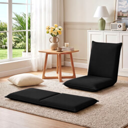 Adjustable Floor Chair with Adjustable Backrest and Sponge Filling-Black - thumbnail 2