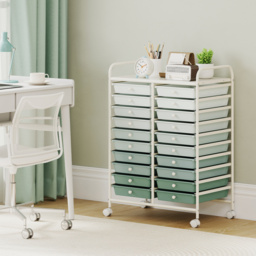 20 Drawers Storage Trolley with 4 Wheels for Beauty Salon-Green - thumbnail 3