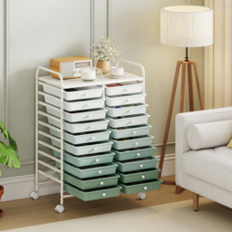 20 Drawers Storage Trolley with 4 Wheels for Beauty Salon-Green - thumbnail 2