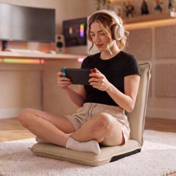 Adjustable Floor Chair with Adjustable Backrest and Sponge Filling-Beige - thumbnail 2