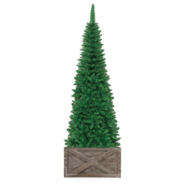 Artificial Pencil Christmas Tree with LED Lights in 3 Sizes-6.5FT - image 1
