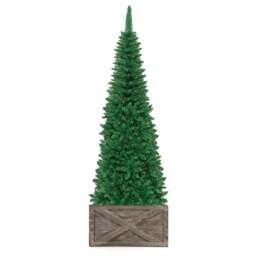 Artificial Pencil Christmas Tree with LED Lights in 3 Sizes-6.5FT - thumbnail 1
