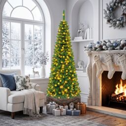 Artificial Pencil Christmas Tree with LED Lights in 3 Sizes-6.5FT - thumbnail 2
