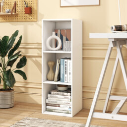 3-Cube Book Shelf Wooden Bookshelf Modern Bookcase Storage Organizer - thumbnail 2